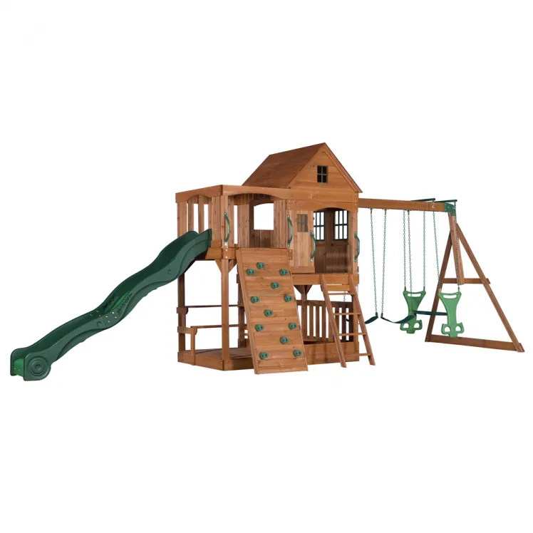 Kinder-Spielturm Hill Brest Stelzenhaus 3-fach Schaukel Holzturm Rutsche